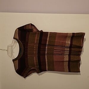 Short sleeved, Dana Buchman, XL. Purple, plum, fascia, and champagne colors